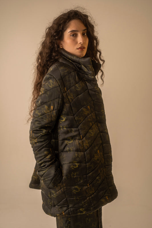 Embroidery Puffer Coat